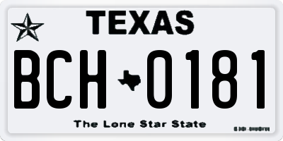 TX license plate BCH0181