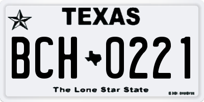 TX license plate BCH0221