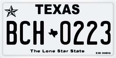 TX license plate BCH0223