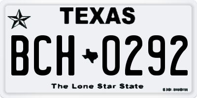 TX license plate BCH0292