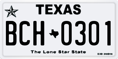 TX license plate BCH0301
