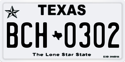 TX license plate BCH0302