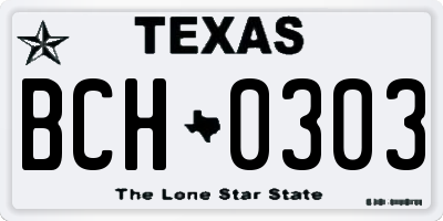 TX license plate BCH0303