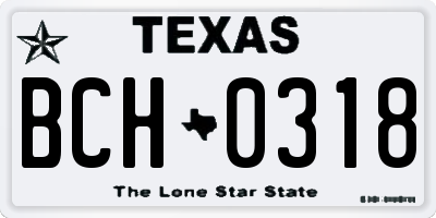 TX license plate BCH0318