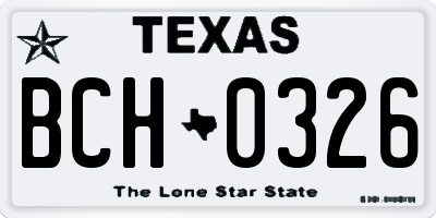 TX license plate BCH0326