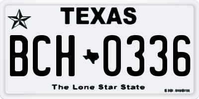 TX license plate BCH0336