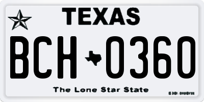 TX license plate BCH0360