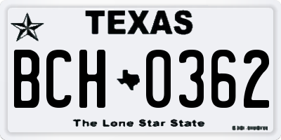TX license plate BCH0362