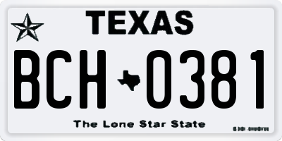 TX license plate BCH0381