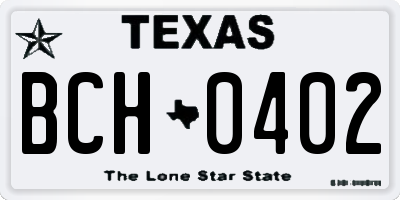 TX license plate BCH0402