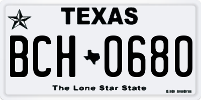 TX license plate BCH0680