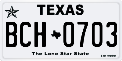 TX license plate BCH0703