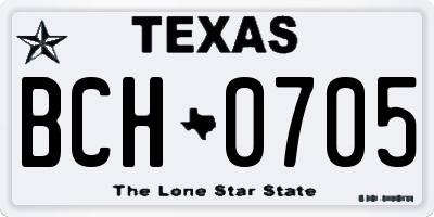 TX license plate BCH0705