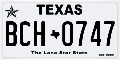 TX license plate BCH0747