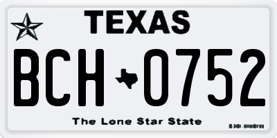 TX license plate BCH0752