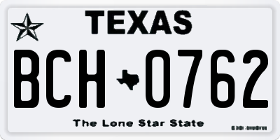TX license plate BCH0762