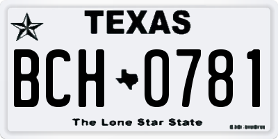 TX license plate BCH0781