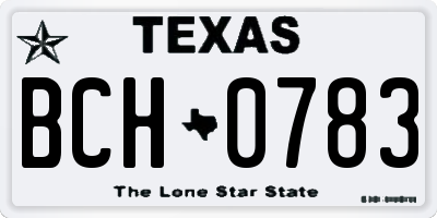 TX license plate BCH0783