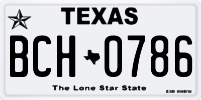 TX license plate BCH0786