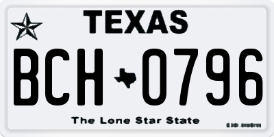 TX license plate BCH0796