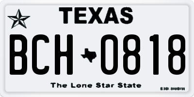 TX license plate BCH0818