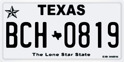 TX license plate BCH0819