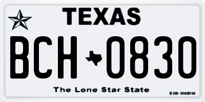 TX license plate BCH0830