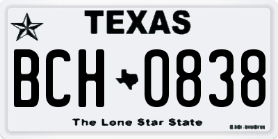 TX license plate BCH0838