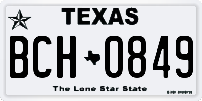 TX license plate BCH0849