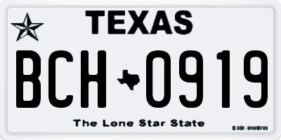 TX license plate BCH0919