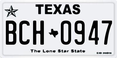 TX license plate BCH0947