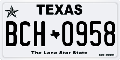 TX license plate BCH0958