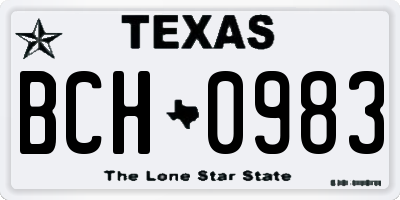 TX license plate BCH0983
