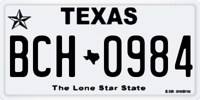 TX license plate BCH0984
