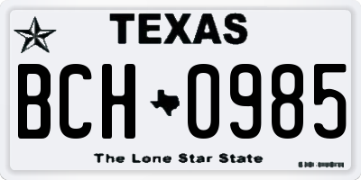 TX license plate BCH0985
