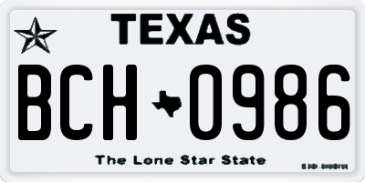 TX license plate BCH0986