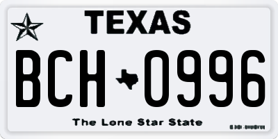 TX license plate BCH0996