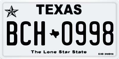 TX license plate BCH0998