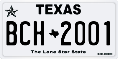 TX license plate BCH2001