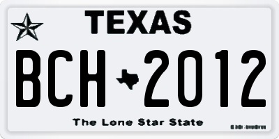 TX license plate BCH2012