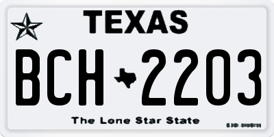 TX license plate BCH2203
