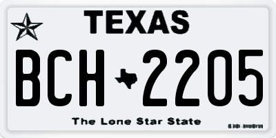 TX license plate BCH2205