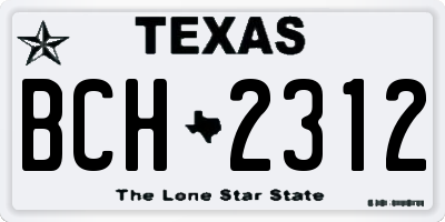TX license plate BCH2312