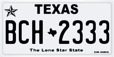 TX license plate BCH2333