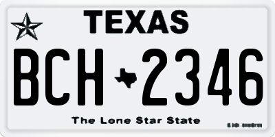 TX license plate BCH2346