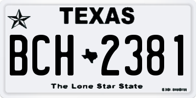 TX license plate BCH2381