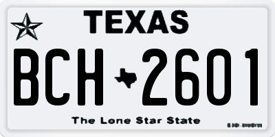 TX license plate BCH2601