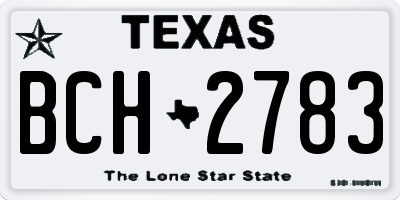 TX license plate BCH2783