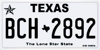 TX license plate BCH2892