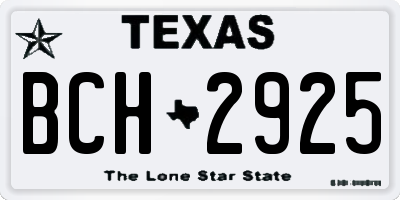 TX license plate BCH2925